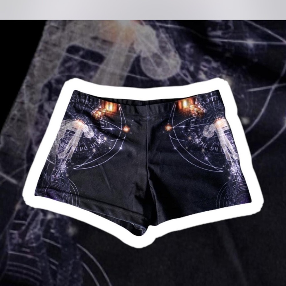 The Headspace Intergalactic Black Graphic Women's Booty Athletic Shorts Small